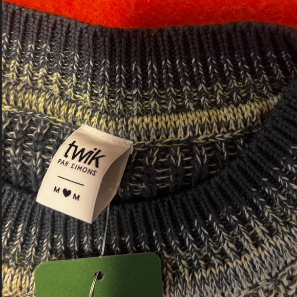 Retro blue pastel striped ribbed cropped sweater NWT - Picture 4 of 9